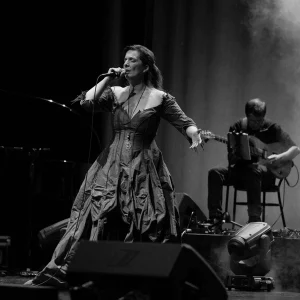 Fado night performance with passionate female singer and live Portuguese guitar