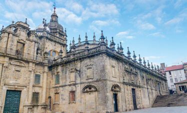 Tomar cathedral with historic stone architecture and ornate spires